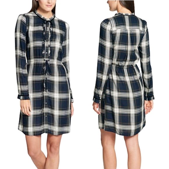 Tommy Hilfiger Dresses & Skirts - Tommy Hilfiger Plaid Ruffle Drawstring Shirt Dress
